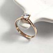 Каблучка золота класична з білим круглим фіанітом