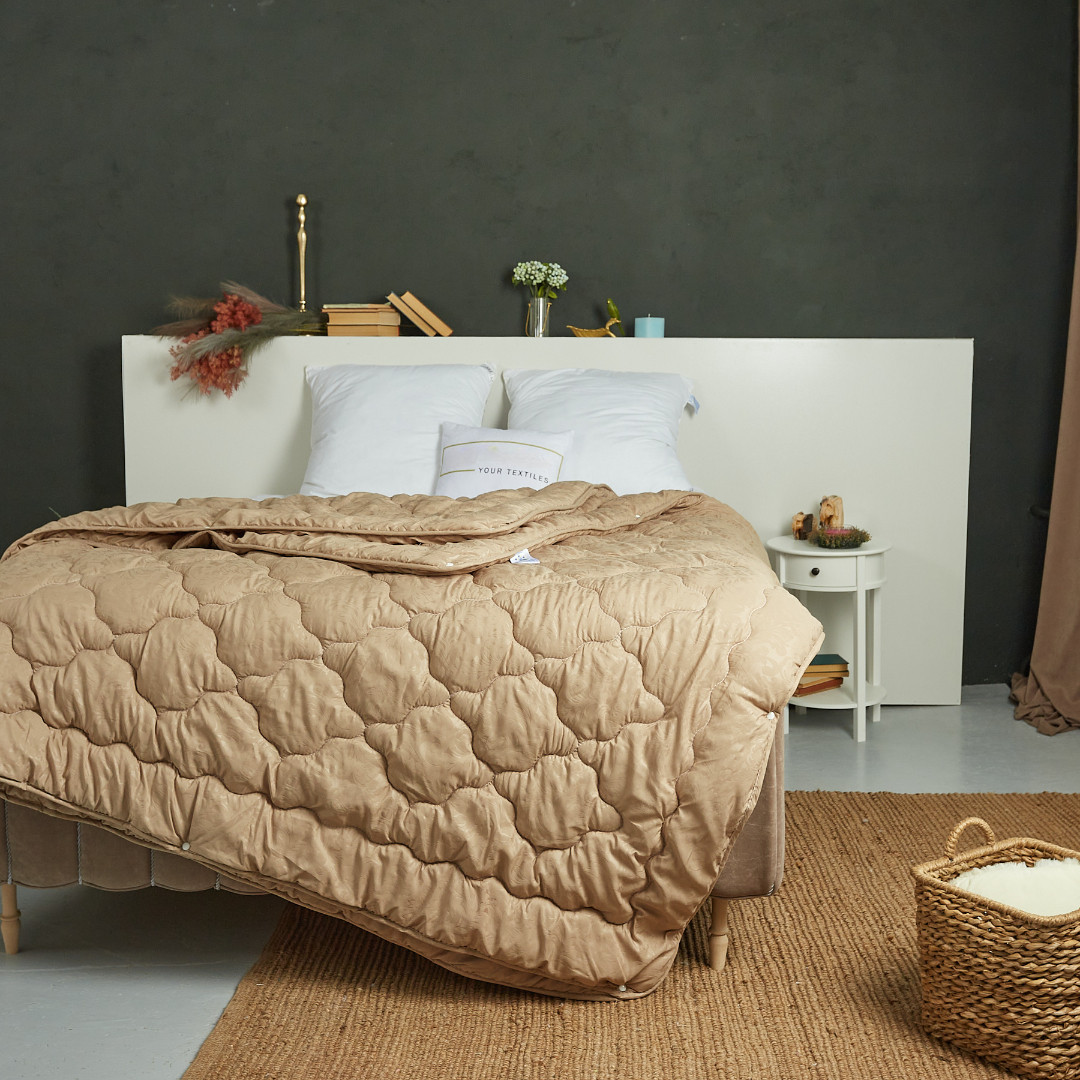 Ковдра 4 сезони 1+1 на кнопках холлофайбер бежевий 150g/m2 + 350g/m2, фото 1