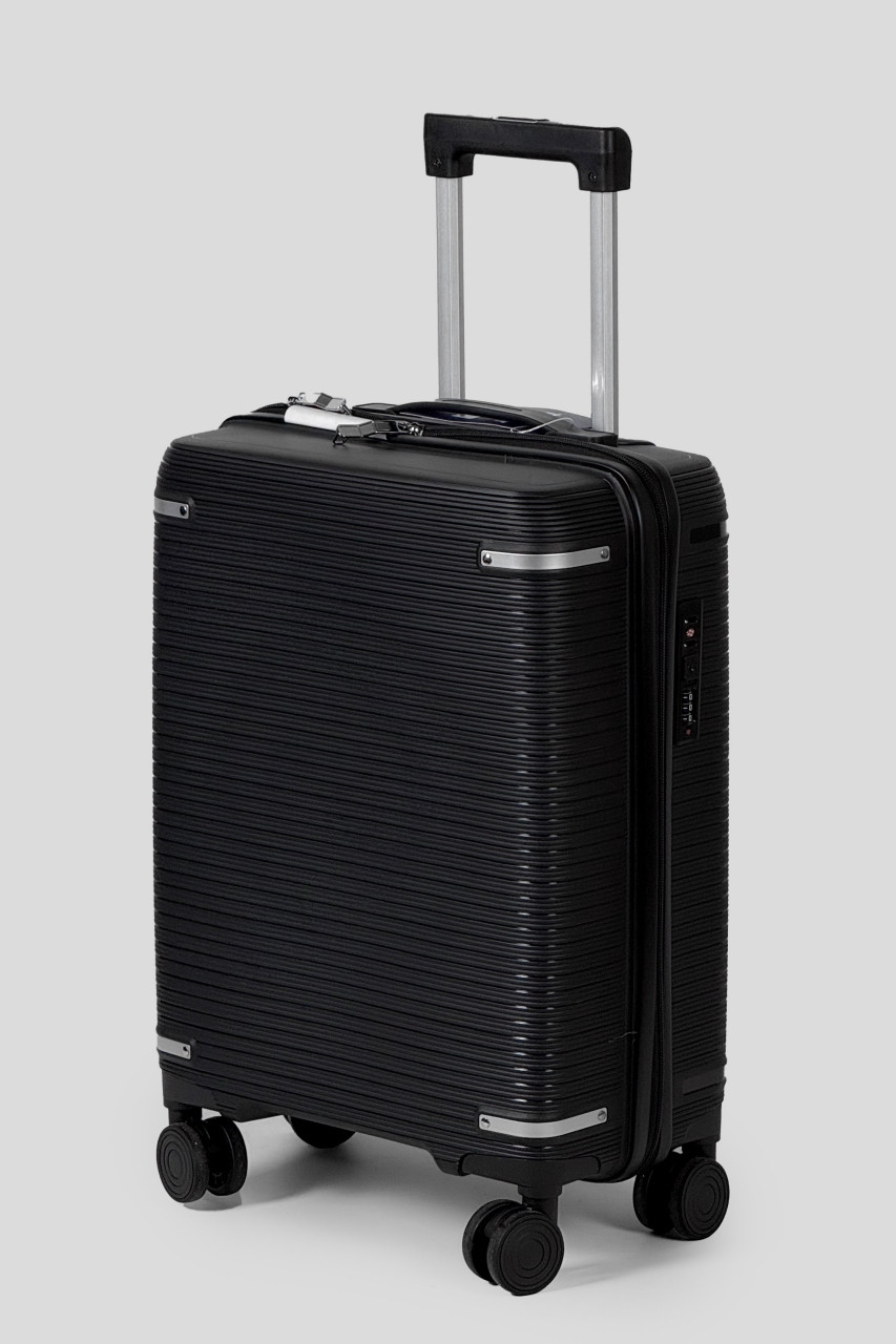 Маленька пластикова валіза ручна поклажа Tourist 607-3-BL чорна, фото 1
