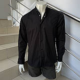 Сорочка Aristino чоловіча класична однотонна стійка стрейч кнопки 44 чорний, фото 3