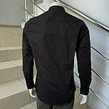 Сорочка Aristino чоловіча класична однотонна стійка стрейч кнопки 44 чорний, фото 4