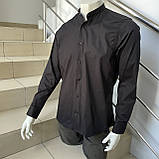 Сорочка Aristino чоловіча класична однотонна стійка стрейч кнопки 44 чорний, фото 7