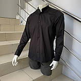 Сорочка Aristino чоловіча класична однотонна стійка стрейч кнопки 44 чорний, фото 8