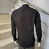 Сорочка Aristino чоловіча класична однотонна стійка стрейч кнопки 44 чорний, фото 9