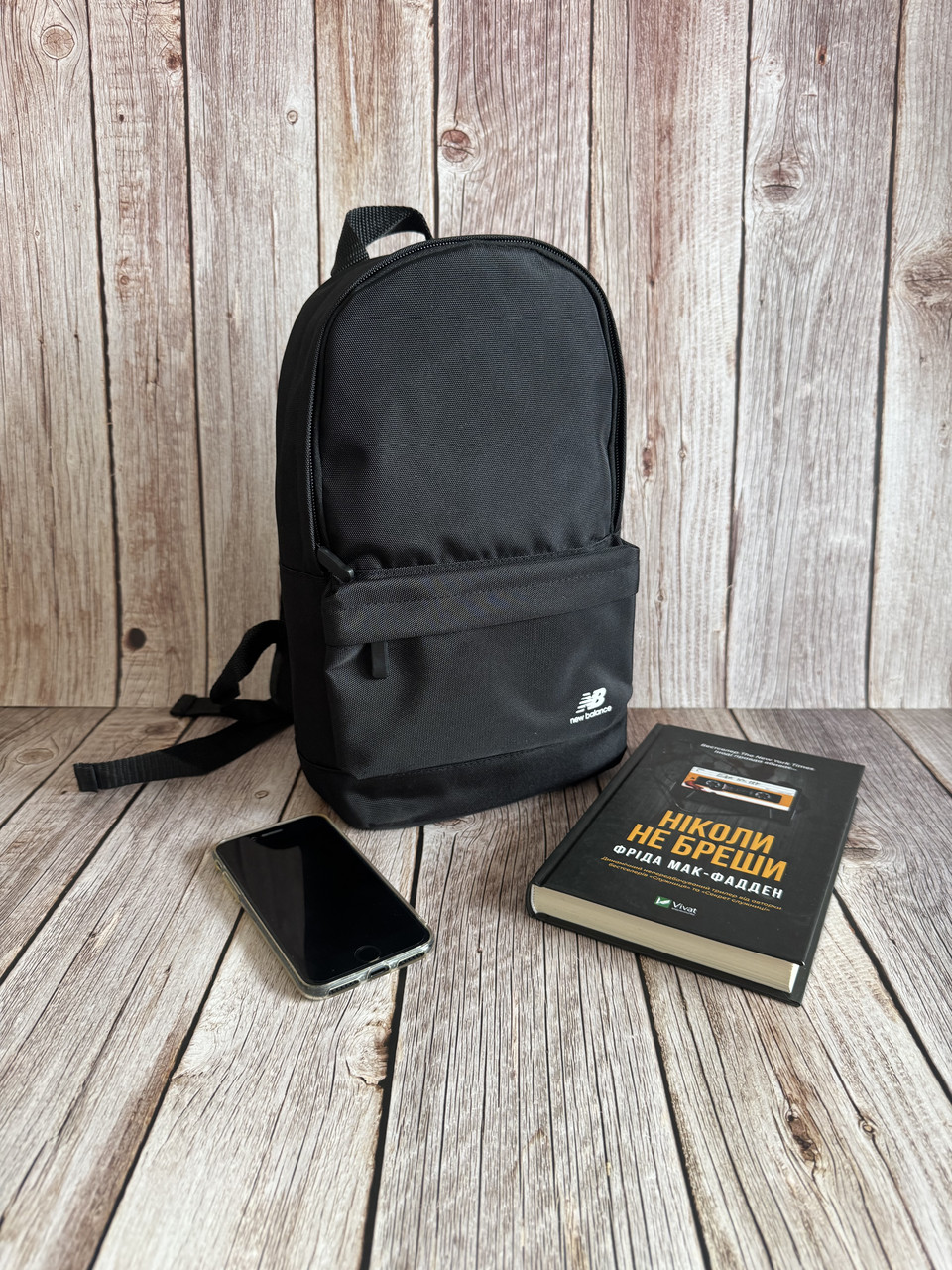 Компактний чорний рюкзак нью баланс міський міні рюкзак New Balance, фото 1