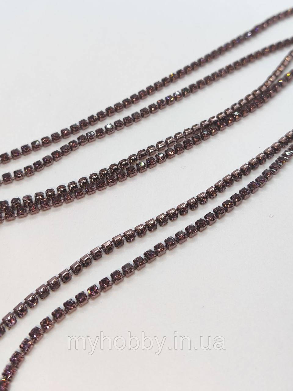 Стразовий ланцюг 2,5мм Баклажановий -1м відрізок, фото 1
