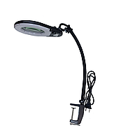 14-00-046. Лупа-лампа гнучка на струбцині, збільшення 5х діам.-130мм, чорна, LED підсвічування, ZD-129В