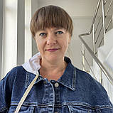 Куртка жіноча джинсова прямий крій кишені капюшон 54 синя, фото 5