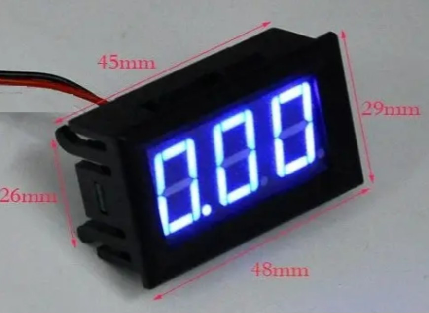 Вольтметр D-SUN DC 4,5-120 В (сині цифри), фото 1