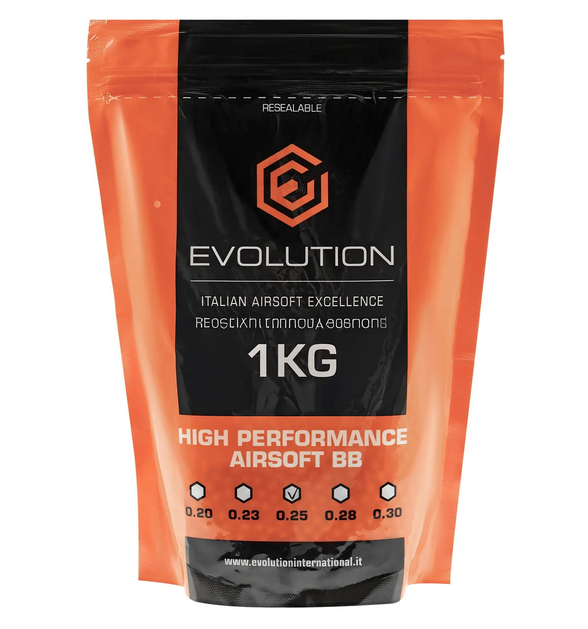 Страйкбольні кульки Evolution 0,25 High Performance BB 6 мм white (BBEA25-BOX)