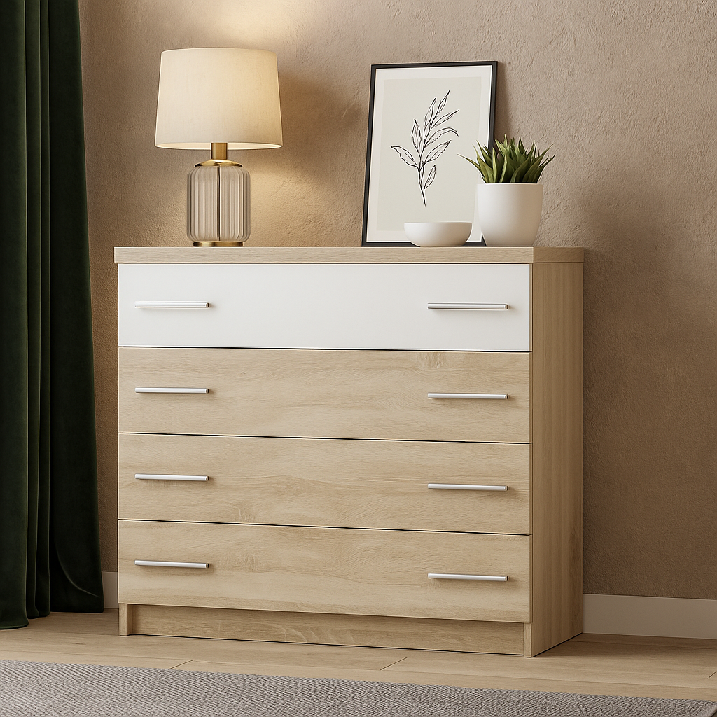 Стильний сучасний комод дуб сонома на 4 шухляди 1 метр для речей білизни в спальню ЛДСП Маркос Мебель Сервіс