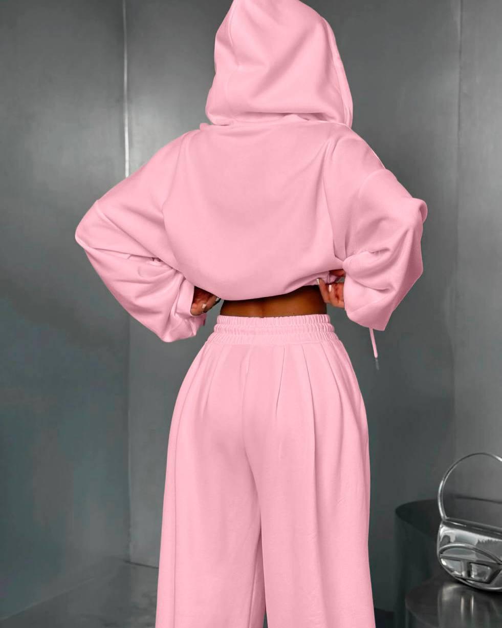Жіночий костюм oversize з худі та штанами барбі, фото 1