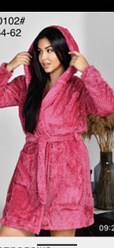 Жіночі махрові халати з капюшоном Art: 70102 58-60(укр.52-54)