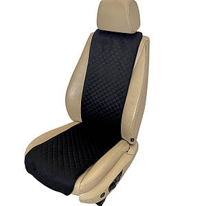 Накидка універсальна чохол - майка на переднє сидіння авто з алькантари, чорна (Вузька)