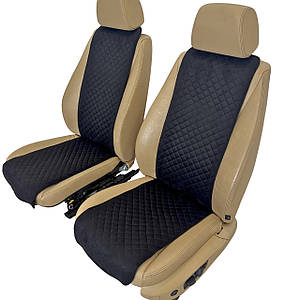 Накидки універсальні чохли - майки на передні сидіння авто з алькантари, комплект 2 шт, чорні (Вузькі)