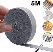 Стрічка Липучка b10мм;L5м Багаторазова Сіра Стяжка Для Проводів Spec (SP-73115)