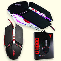 Дротова ігрова миша Jedel GM660 з LED підсвіткою, комп'ютерна геймерська миша 1600 DPI, чорна