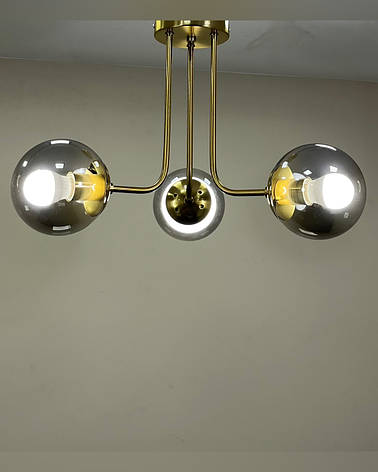 Стельова бронзова люстра з 3 графітовими плафонами-кулями "Triple Glow "(52-9908-3 BRZ+BK), фото 1