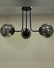 Стельова чорна люстра з 3 графітовими плафонами-кулями "Triple Glow "(52-9908-3 BK+BK), фото 5