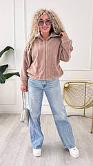 Жіночий кардиган з капюшоном кавового кольору 42-54