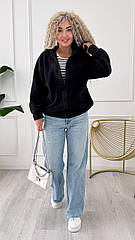 Жіночий кардиган з капюшоном чорного кольору 42-54