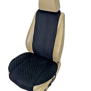 Накидка універсальна чохол - майка на переднє сидіння авто з алькантари, чорна (Стандарт)