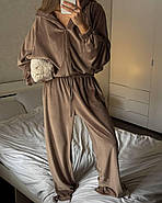 Жіночий костюм oversize із якісного велюру Sport (Туреччина) сіро-блакитний, фото 4