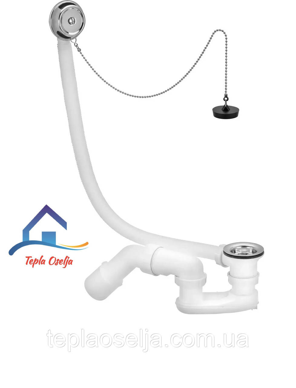 Сифон для ванни VIEGA 1 1/2″x40/50 з переливом пластик білий 573973 (311537), фото 1