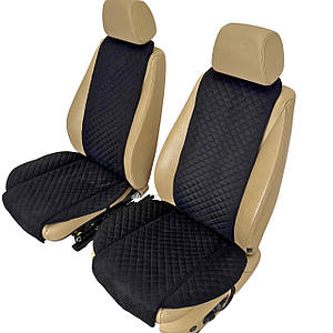 Накидки універсальні чохли - майки на передні сидіння авто з алькантари, комплект 2 шт, чорні (Стандарт)