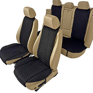Накидки універсальні чохли - майки на 2 передні та заднє сидіння авто з алькантари, чорні (Стандарт)