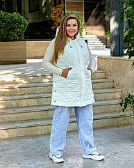 Жіноча подовжена жилетка NOBILITAS 46 - 60 молочного кольору (арт. 25043)