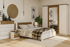 Сучасний модульний спальний гарнітур з комодом великою шафою Маркос Мебель Сервіс андерсон пайн+дуб апріл