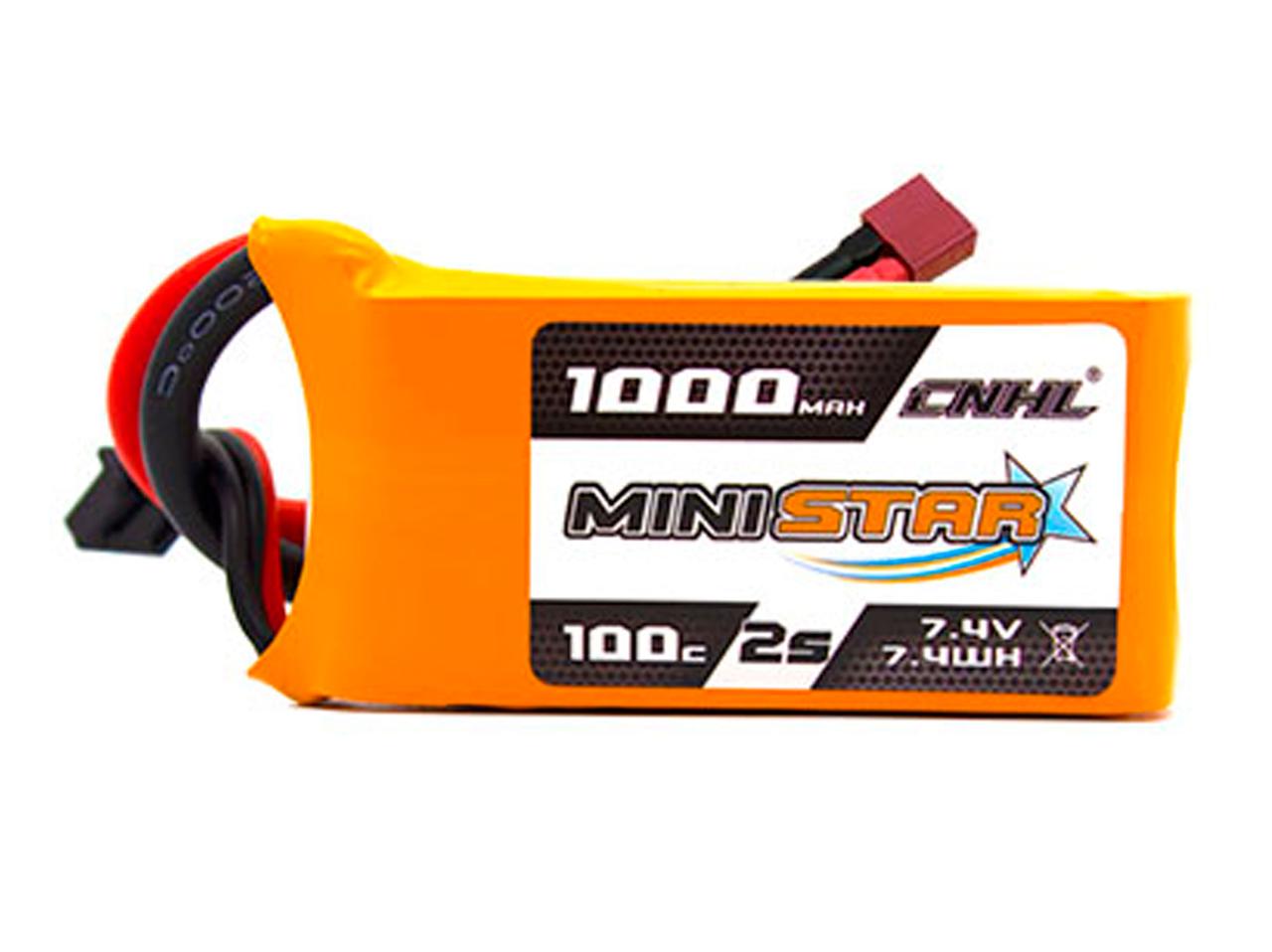 Акумулятор CNHL MiniStar 1000mAh 2S 7.4 V 100C LiPo для FPV-дронів, micro-моделей і перегонових квадрокоптерів кл