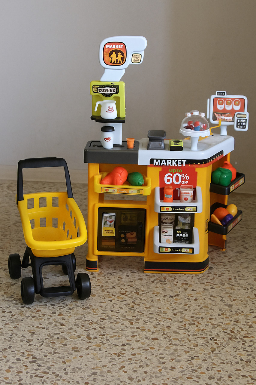 Игровой набор супермаркет прилавокс тележкой, фото 1