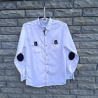 Сорочка дитяча довгий рукав, біла з чорними вставками