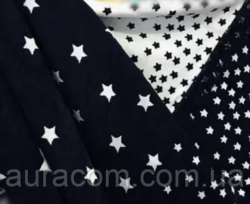 Теплий, м'який плед 200 х 240 см, двосторонній, чорний із білими зірками, фото 1