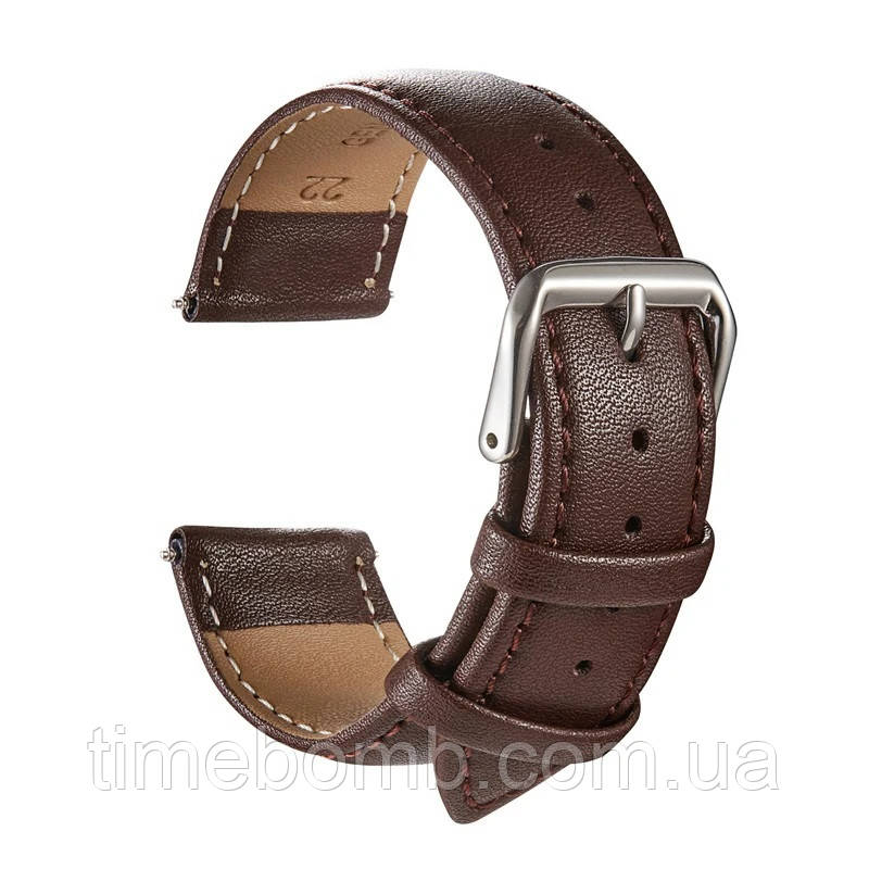 Шкіряний ремінець для наручного годинника 20 мм коричневий
