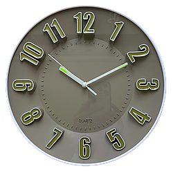 Фосфорний настінний годинник Світиться безшумний (28 см) Ph-05-Gr сірий