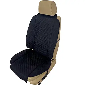 Накидка універсальна чохол - майка на переднє сидіння авто з алькантари, чорна (Широка)