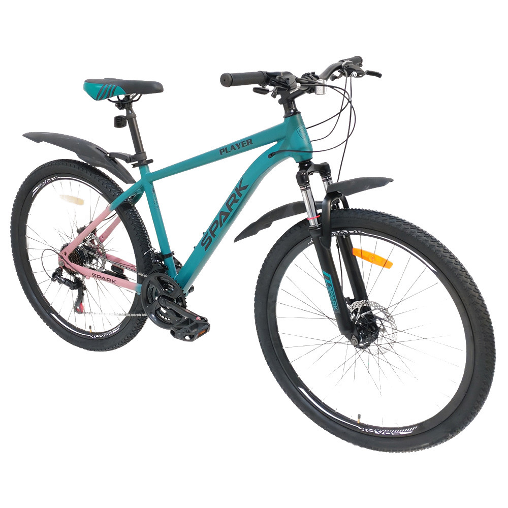 Гірський велосипед SPARK PLAYER 27,5" сталева рама 17", 21 швидкість, дискові гальма, амортизація бірюзовий