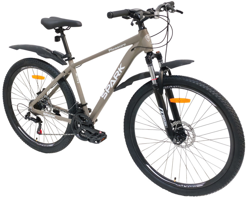 Гірський велосипед SPARK PLEASURE 27,5" 21 швидкість, алюмінієва рама 17" амортизаційна вилка, Коричневий