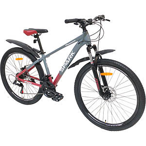 Гірський велосипед SPARK PLEASURE 27,5" 21 швидкість, алюмінієва рама 15" амортизаційна вилка, Сірий з