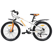 Велосипед підлітковий SPARK PLAYER 24" 21 швидкість, амортизатор, сталева рама 13", Білий, фото 3