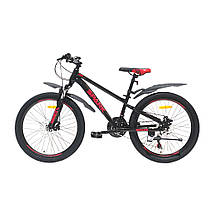 Підлітковий гірський велосипед SPARK JOY 24" сталева рама 12", 21 швидкість, амортизація Чорний, фото 3