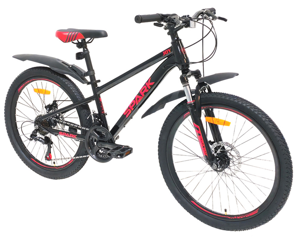 Підлітковий гірський велосипед SPARK JOY 24" сталева рама 12", 21 швидкість, амортизація Чорний