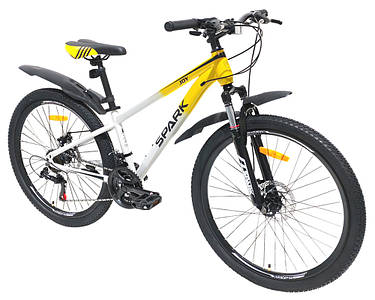 Підлітковий гірський велосипед SPARK JOY 26" сталева рама 13", 21 швидкість, амортизація, Жовтий