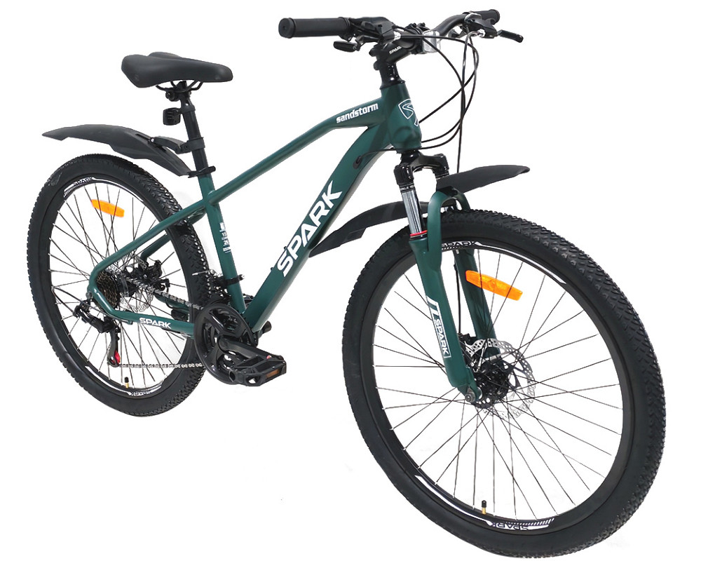 Гірський велосипед SPARK SANDSTORM 26" сталева рама 15", 21 швидкість, дискові гальма Темно зелений