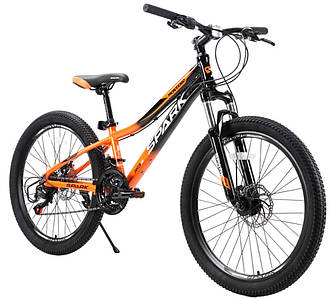 Велосипед гірський SPARK MONTERO JR 24", алюмінієва рама 11", 21 швидкість, Помаранчевий з чорним
