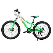 Велосипед гірський SPARK WAVE JR 24", сталева рама 12", 21 швидкість, Зеленый, фото 3