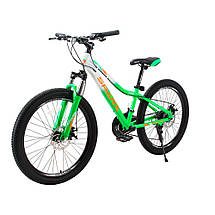 Велосипед гірський SPARK WAVE JR 24", сталева рама 12", 21 швидкість, Зеленый, фото 4